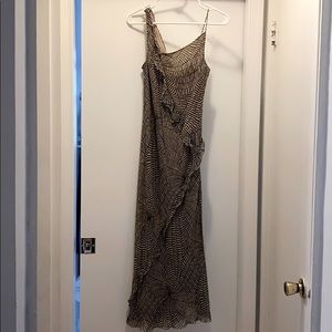 Silk, fitted slip dress, nude lining, fun neckline